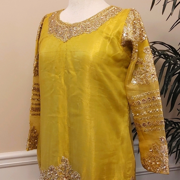 Embroidered fancy Multi color Pakistani/Indian 3Pc Shalwar suit Size M-L - Picture 9 of 15